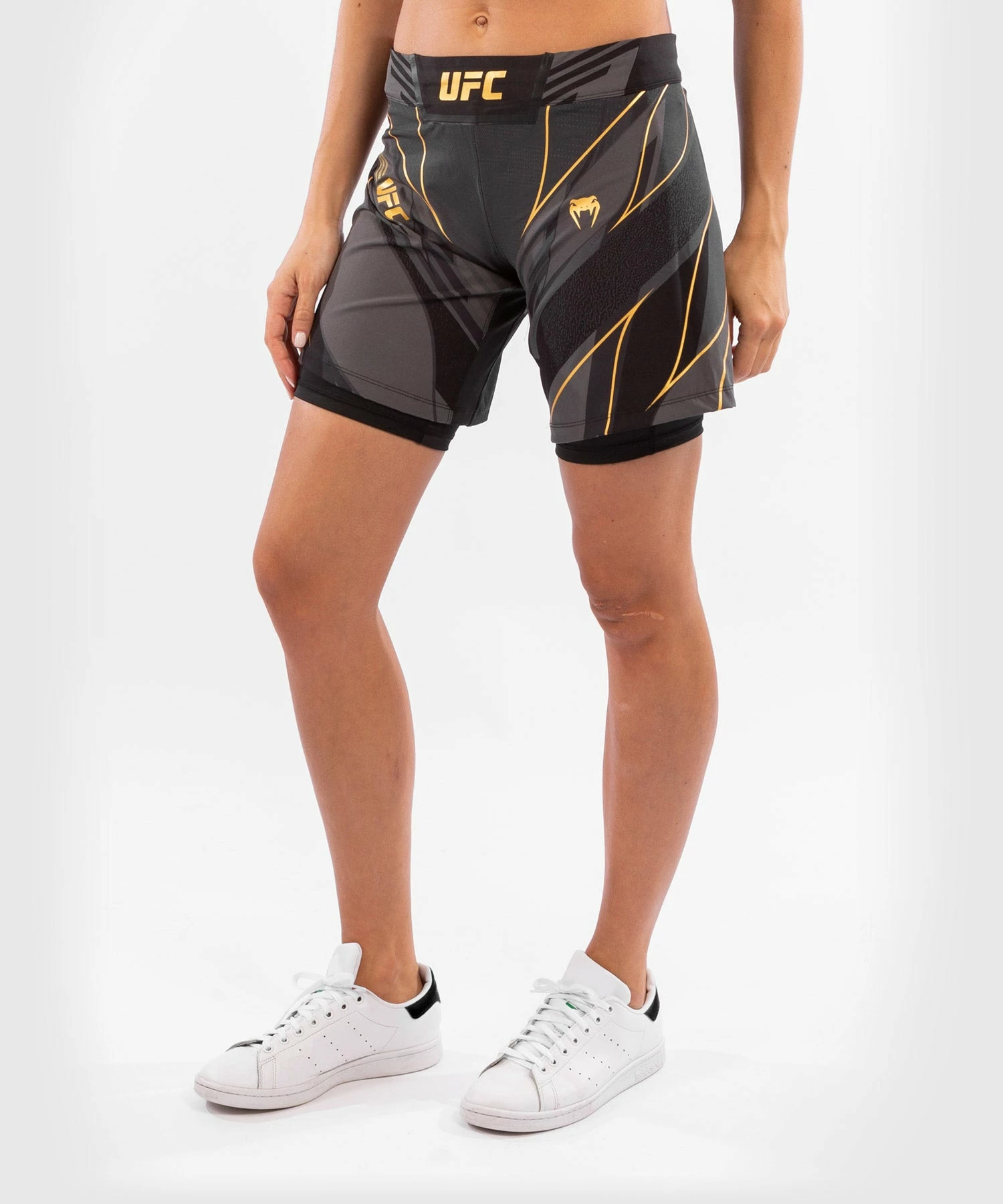 UFC Venum Authentic Fight Night Women's Shorts - Long Fit - Champion 4 UFC Venum Authentic Fight Night Women's Shorts - Long Fit - Champion - Image 4