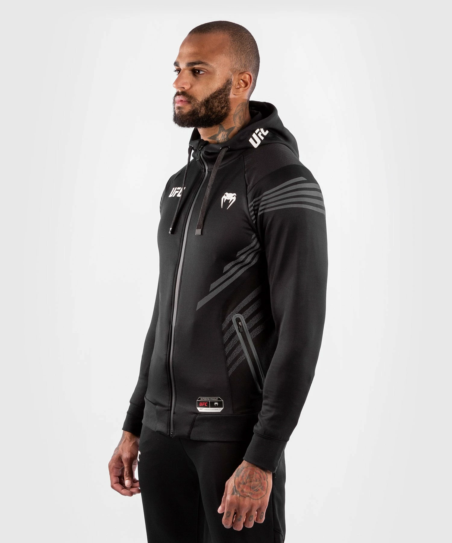 UFC Venum Authentic Fight Night Men's Walkout Hoodie - Black 4 UFC Venum Authentic Fight Night Men's Walkout Hoodie - Black - Image 4
