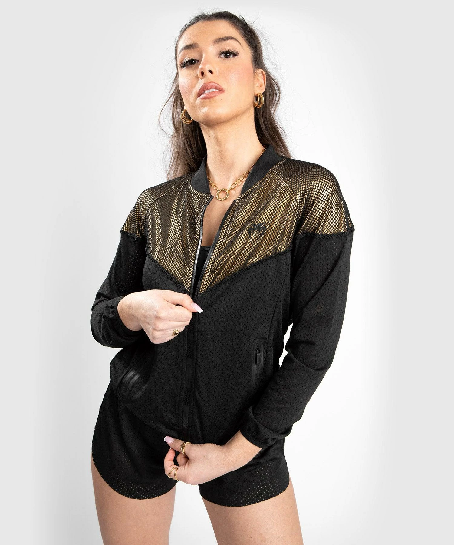 Venum Lightning Mesh Jacket - For Women - Black/Gold 1 Venum Lightning Mesh Jacket - For Women - Black/Gold