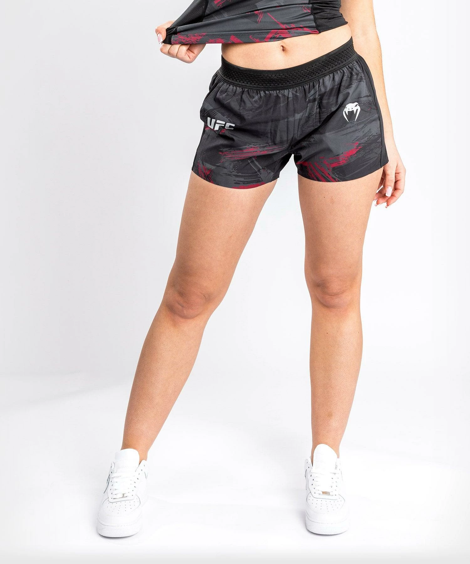 UFC Venum Authentic Fight Week Women's 2.0 Performance Short - Black/Red 3 UFC Venum Authentic Fight Week Women's 2.0 Performance Short - Black/Red - Image 3