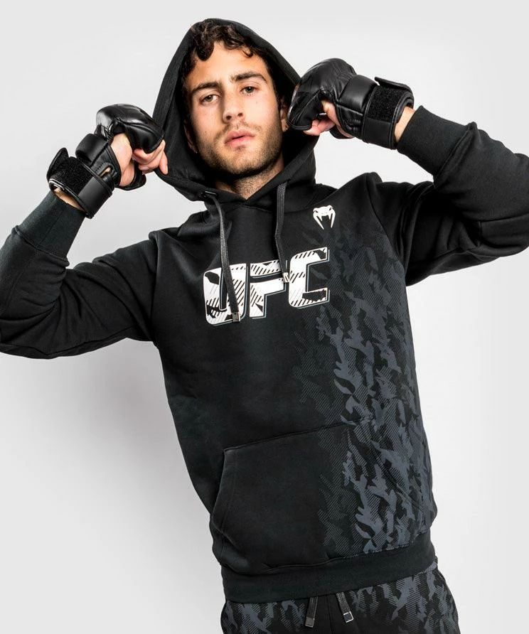 UFC Venum Authentic Fight Week Men's Pullover Hoodie - Black 2 UFC Venum Authentic Fight Week Men's Pullover Hoodie - Black - Image 2