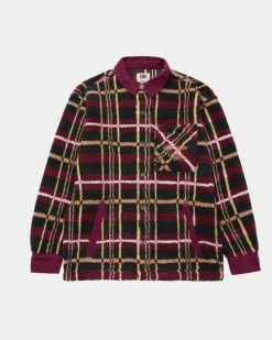 Caterpillar + Colour Plus Co Plaid Sherpa Snap Front Shirt Jacket (Tawny Port)