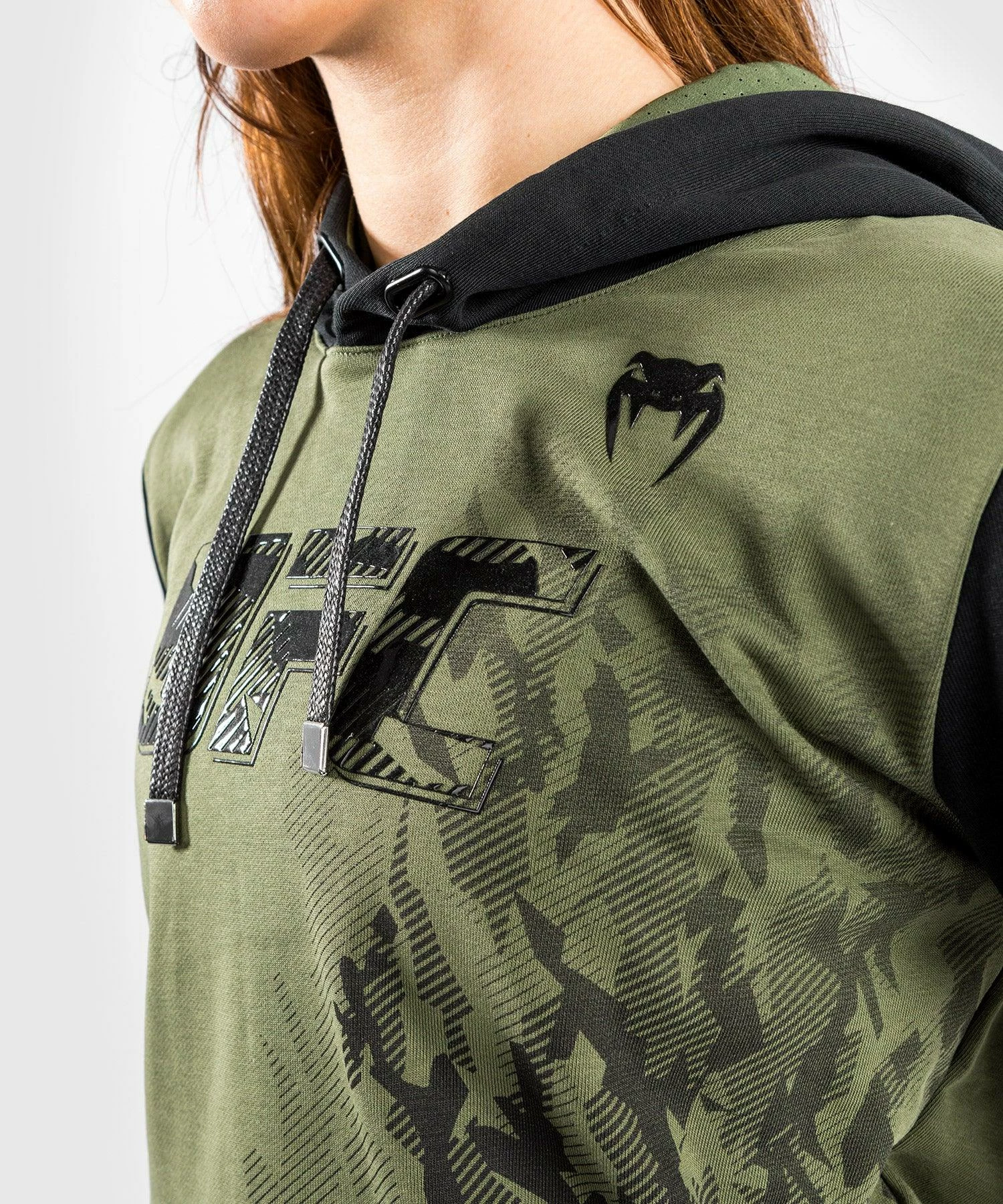 UFC Venum Authentic Fight Week Women's Pullover Hoodie - Khaki 4 UFC Venum Authentic Fight Week Women's Pullover Hoodie - Khaki - Image 4