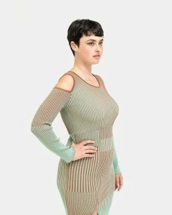 Andersson Bell Ellison Paneled Knit Dress (Jade | Brown) -Venum store AnderssonBell Dress 03