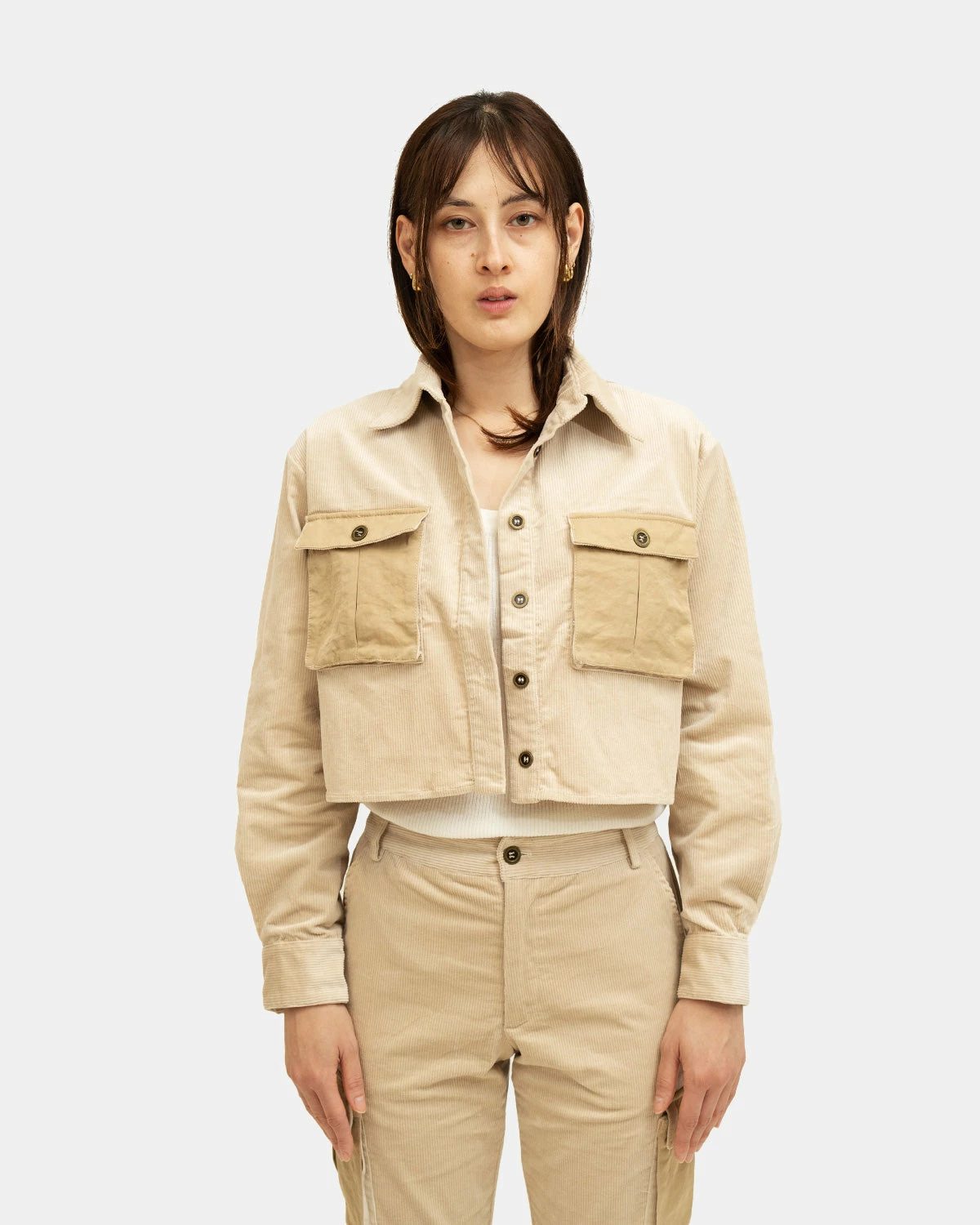 Atmos Pink Corduroy Cargo Shirt (Beige) 1 Atmos Pink Corduroy Cargo Shirt (Beige)