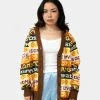 Atmos Pink Handwritten Style Jacquard Knit Cardigan (Brown)