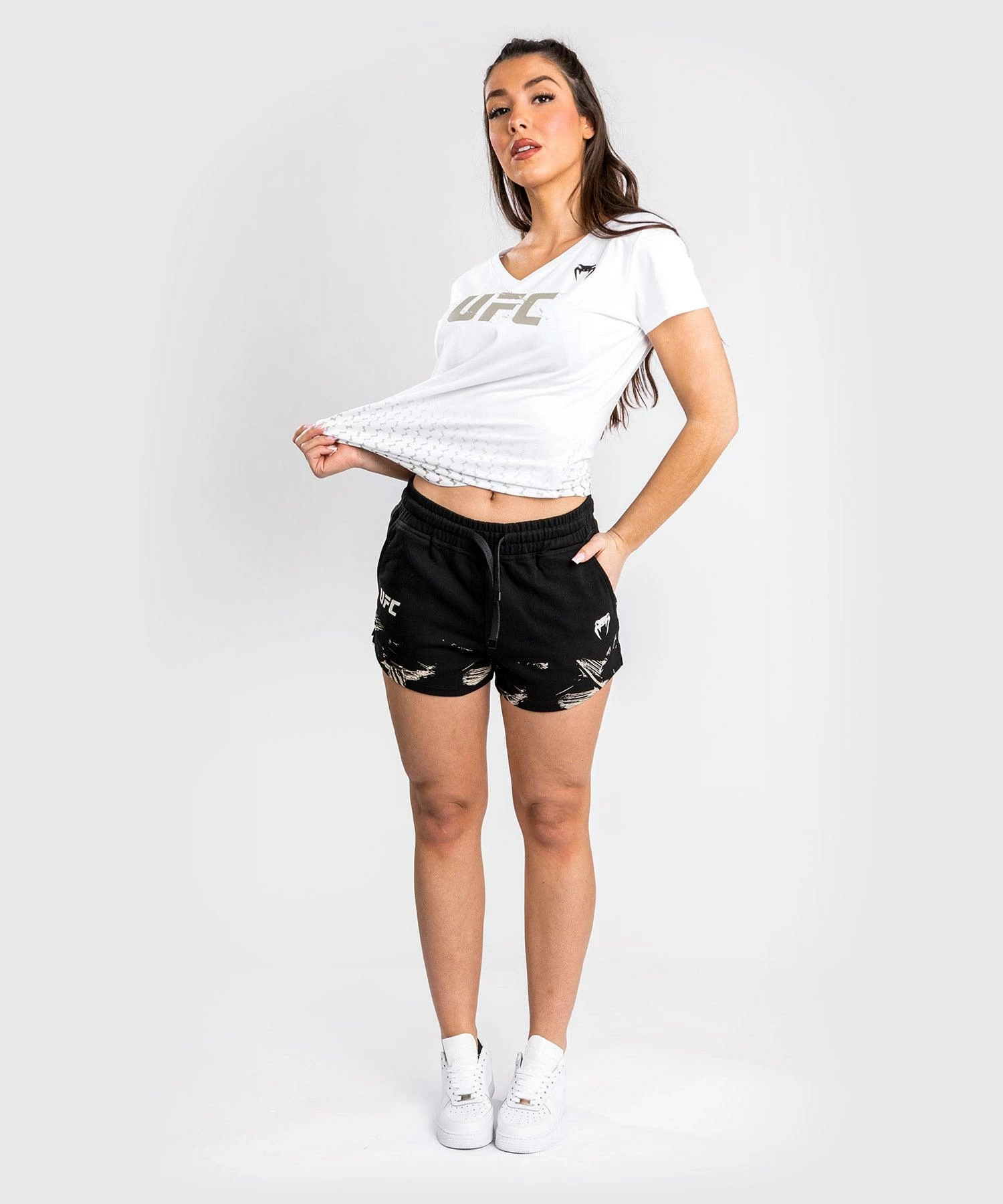 UFC Venum Authentic Fight Week Women's 2.0 Short - Black/Sand 1 UFC Venum Authentic Fight Week Women's 2.0 Short - Black/Sand