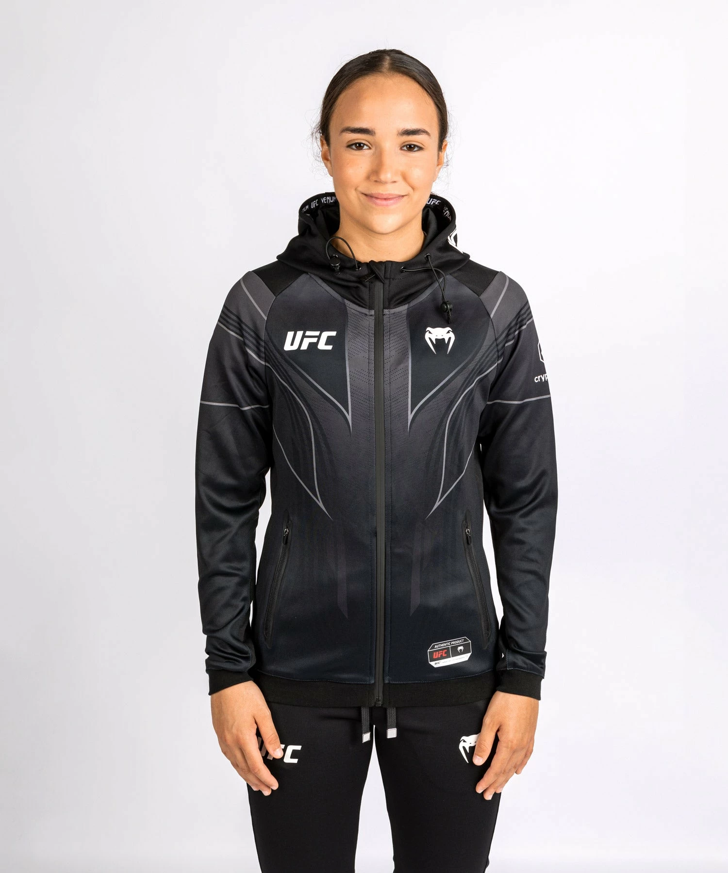 UFC Venum Personalized Authentic Fight Night 2.0 Women's Walkout Hoodie - Black - Image 5