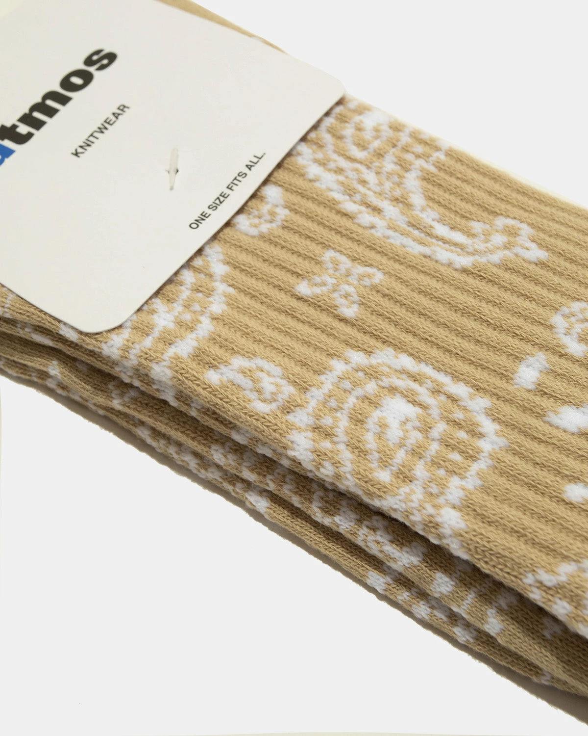 Atmos USA Atmos Paisley Socks (Beige | White) 2 Atmos USA Atmos Paisley Socks (Beige | White) - Image 2