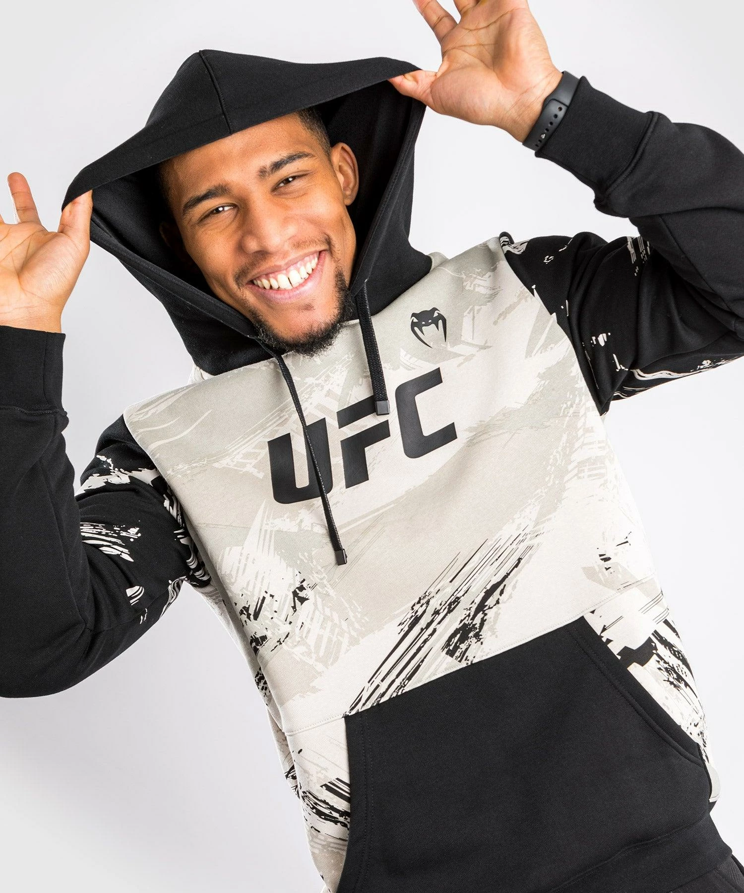 UFC Venum Authentic Fight Week Men's 2.0 Pullover Hoodie - Sand/Black 1 UFC Venum Authentic Fight Week Men's 2.0 Pullover Hoodie - Sand/Black