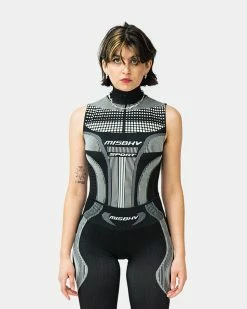 MISBHV Sport Active Quarter-Zip Bodysuit (Black | White)