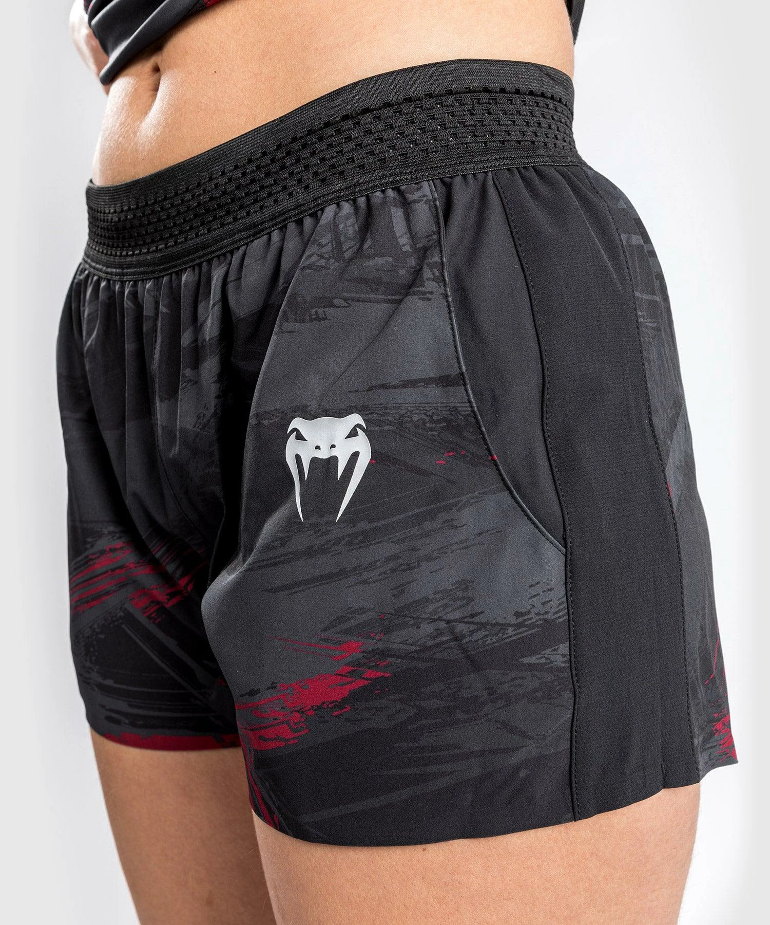 UFC Venum Authentic Fight Week Women's 2.0 Performance Short - Black/Red 5 UFC Venum Authentic Fight Week Women's 2.0 Performance Short - Black/Red - Image 5