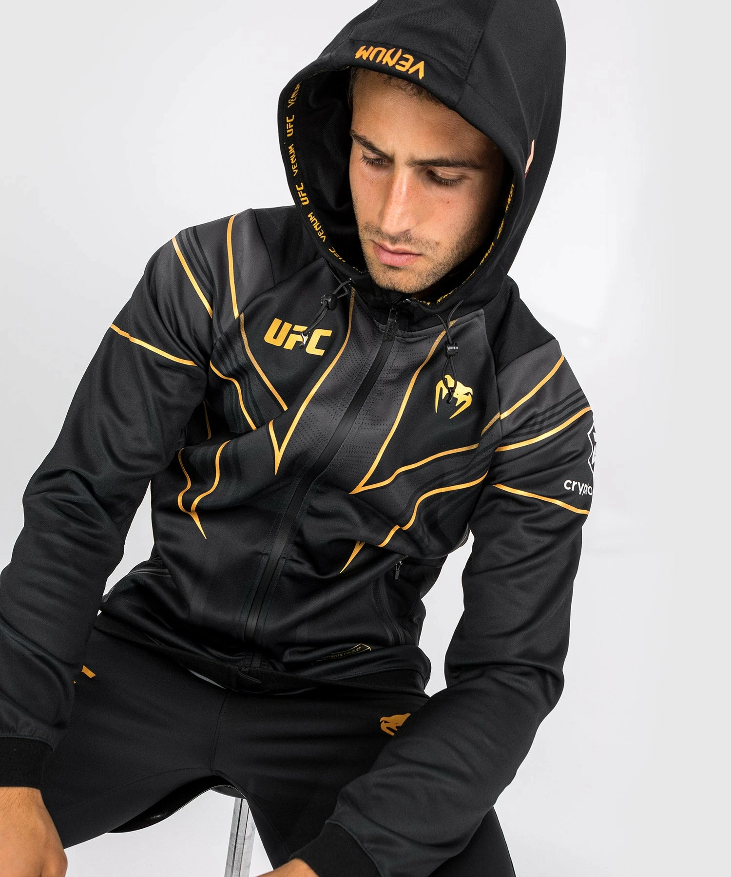 UFC Venum Authentic Fight Night 2.0 Men's Walkout Hoodie - Champion 5 UFC Venum Authentic Fight Night 2.0 Men's Walkout Hoodie - Champion - Image 5