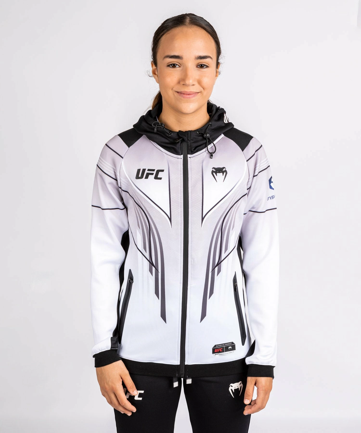 UFC Venum Personalized Authentic Fight Night 2.0 Women's Walkout Hoodie - White - Image 5